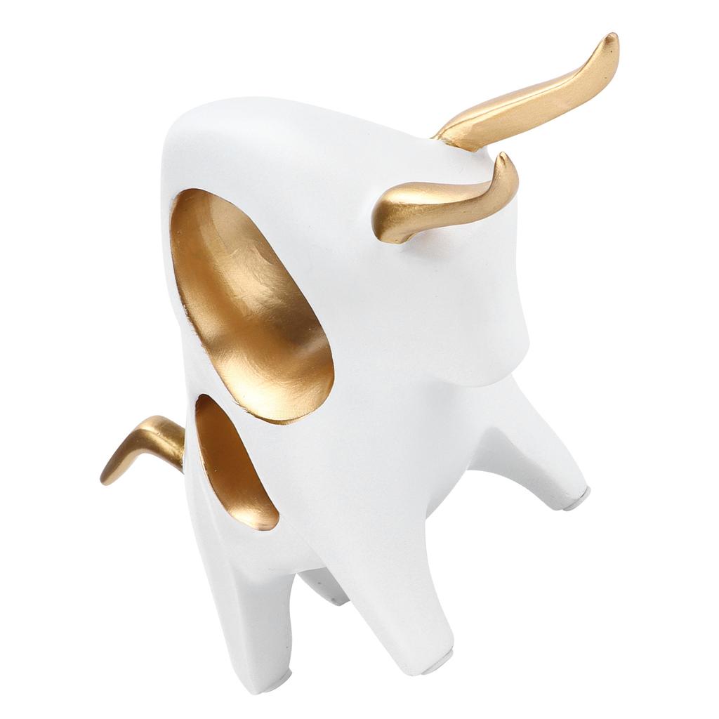 Bull Sculpture Golden EcoFriendly Hand Carving Synthetic Resin Animal Statue for Home Livingroom