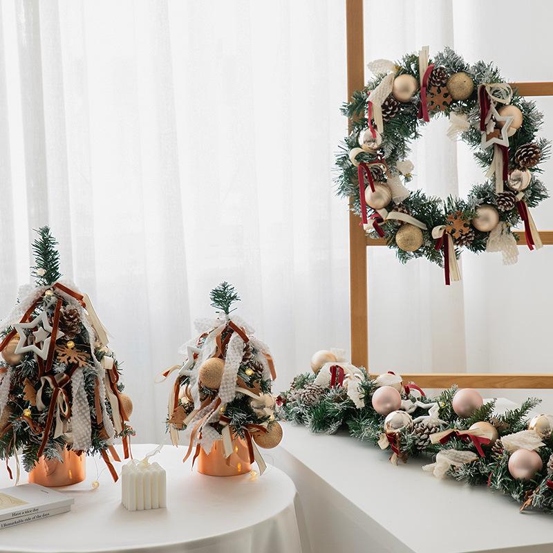 Mini Snowflake Pinecone Christmas Tree Ornament - 30/45/60cm Desktop Holiday Decoration Package