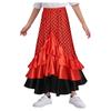 Юбка для танца фламенко для девочек, принт в горошек, многослойные оборки, эластичная талия, длинная юбка, испанский костюм для выступления