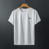 Men Top Ice Silk Quick-drying Short Sleeves O Neck Loose Solid Color Thin Elastic