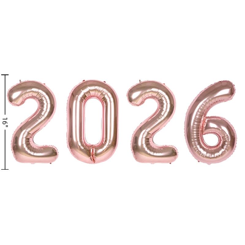 2026 Цифровые фольгированные шары Счастливый канун Нового года Украшение для вечеринки Реквизит для фотобудки Принадлежности Рождественский домашний декор Navidad 2026