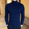 Casual Men Winter Solid Color Turtle Neck Long Sleeve Twist Knitted Slim Sweater