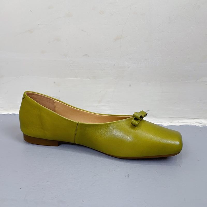Модные модные туфли в стиле ретро, как внутри, так и снаружи, из натуральной кожи, мягкие балетки на плоской подошве, повседневные туфли из коровьей кожи с бантом для женщин