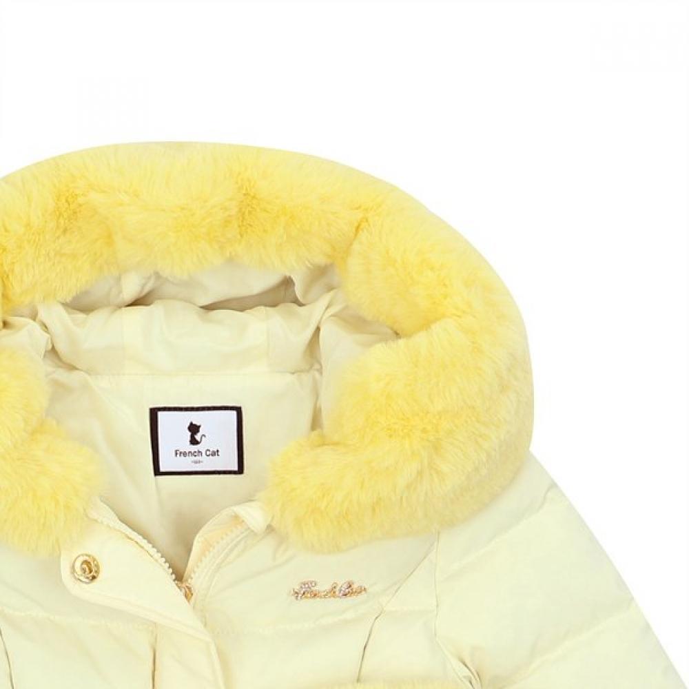 French Cat Unisex Duck Down Jacket Yellow Q45dkj050y1