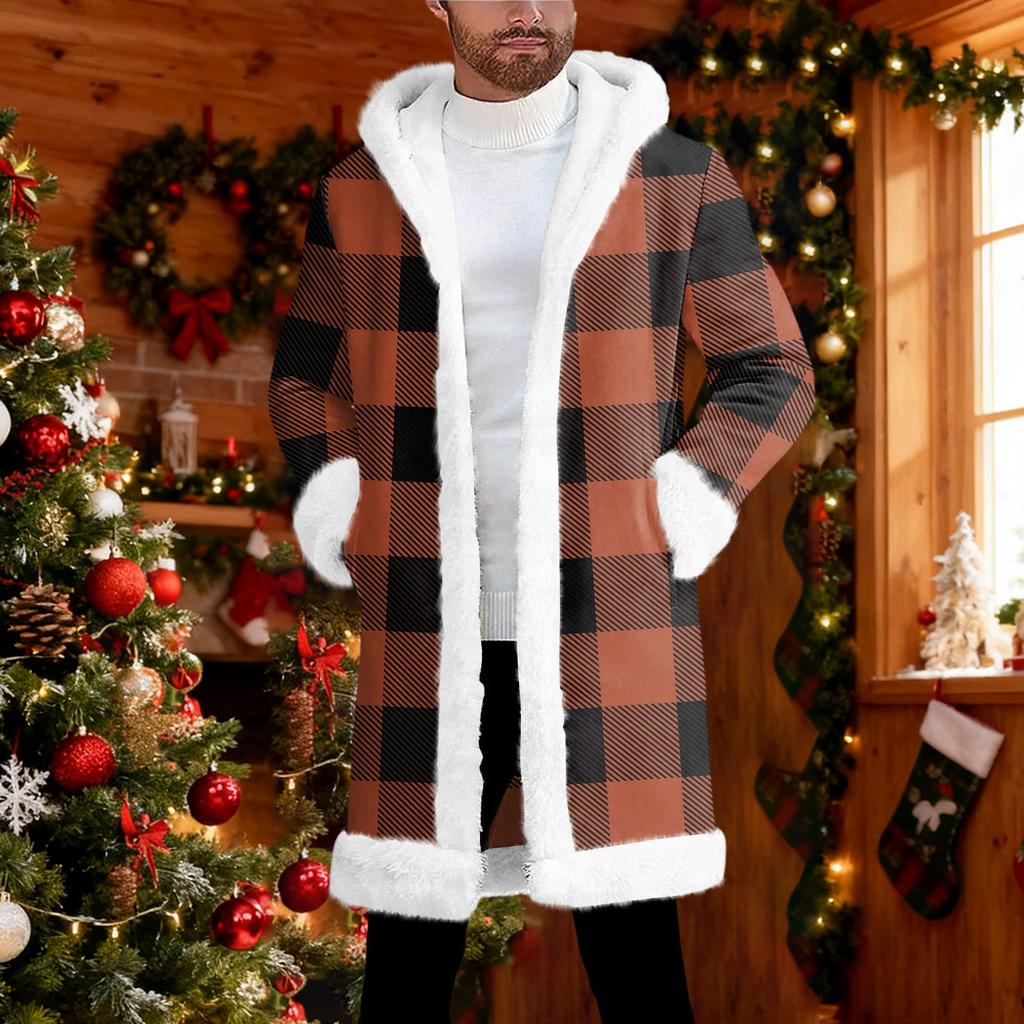Мужской кардиган с капюшоном, длинное пальто для сохранения тепла