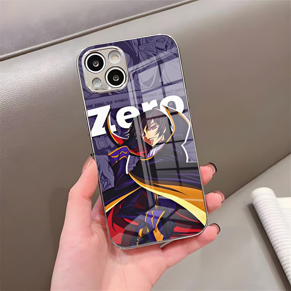 Крутой чехол для телефона L-Lelouch для IPhone 17 Pro Max 15 Pro 16 14 Plus 12 13 Mini 11 Pro Ударопрочный гальванизированный стеклянный чехол