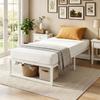 Bed Frame with Storage and Steel Slatted Base, 32.5 cm Tall, Low Noise, 200 x 90 cm, White