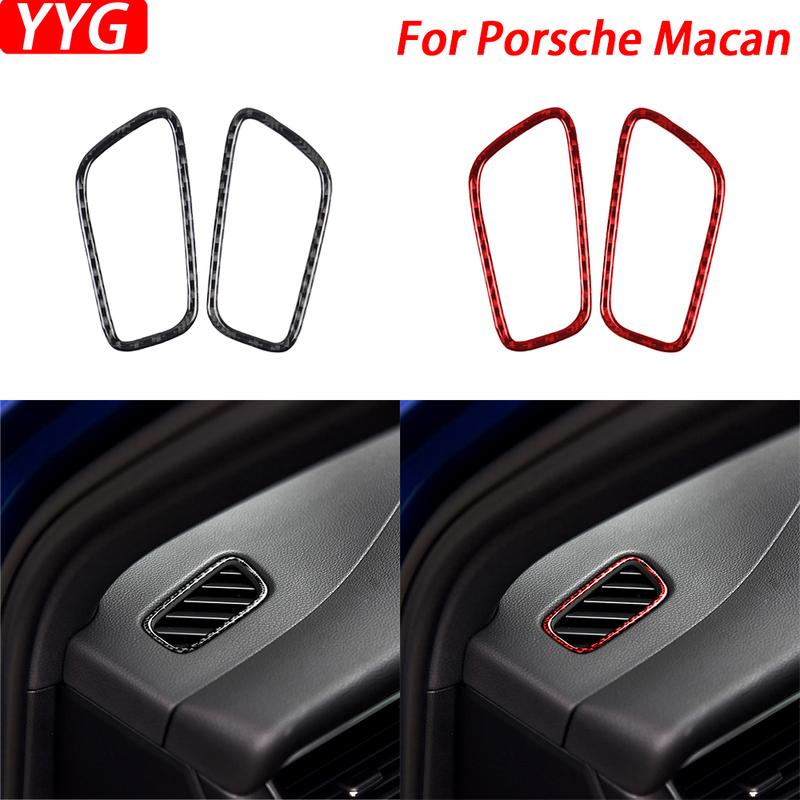 For Porsche Macan 2014- Carbon Fiber Dashboard Both Sides Air Outlet Panel Decorative Cover Car Interior Accessories Sticker