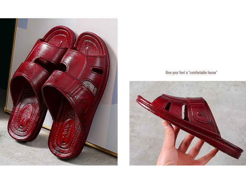 Красные повседневные пляжные тапочки из ПВХ с открытым носком в Корейском стиле: Удобные, модные шлепанцы для взрослых