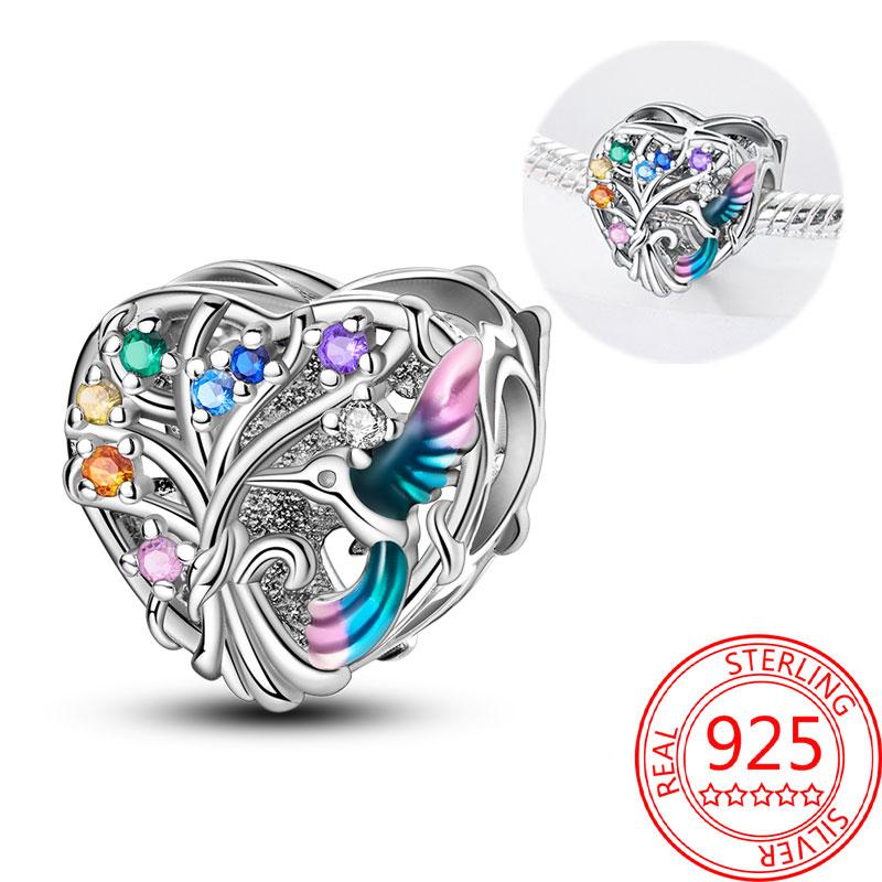 Медные Блестящие Розовые Подвески-Шармы в Форме Сердца Подходят для Оригинального Браслета для Женщин Ювелирные Изделия в Подарок на День Святого Валентина