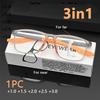 1pack 3-in-1 Progressive Reading Glasses with Anti-Blue Light & Anti-Fatigue Lenses Square Ultra-Light PC Frame