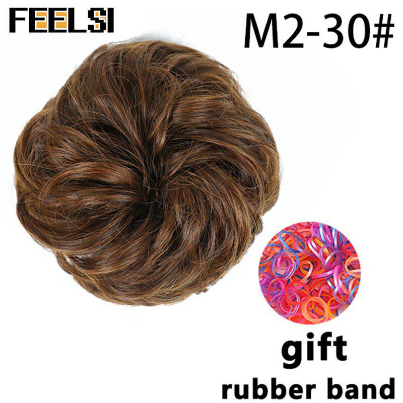 Женский вьющийся шиньон с эластичной резинкой, синтетическая резинка для волос, небрежный пучок, шиньоны