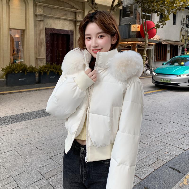 Autumn Winter Thicken Warm Parka Women Casual Solid Color Big Pocket Loose Short Hooded Coat Jackets Outwear