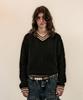 THEVINYLHOUSE Shaggy V Neck Sweater Black