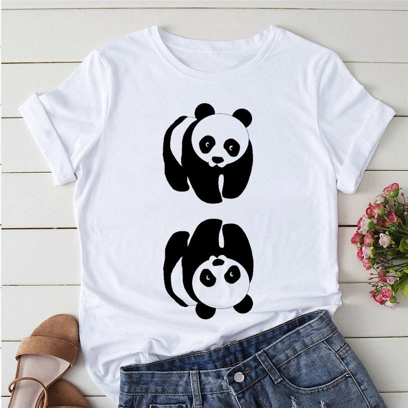 Summer Tshirts Cartoon T Shirt Women Kawaii Panda Yoga Print Graphic T Shirts Cute Girl Harajuku Anime Cartoon Female Clothes
