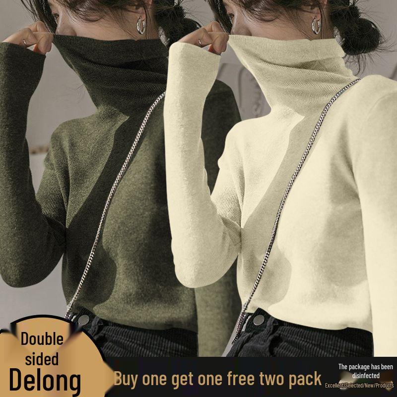 Women's Turtleneck Double-Sided German Velvet Long-Sleeve Top for Autumn/Winter - Myerlard Slimming, Thinning, and Thickened Design