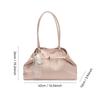 PU Leather Shoulder Bag Tote Bag with Bow Lace Pendant Versatile Armpit Bag Solid Color Large Capacity Underarm Bag Travel