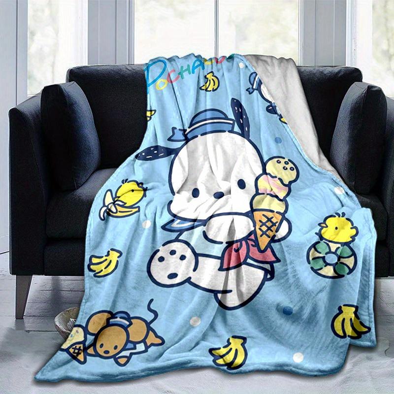 1pc, Sanrio Cute Pochacco Home Decor Blanket: Soft Flannel Throw for Bedroom, Living Room, Travel, Camping, Car, Beach & Office Naps, Perfect Gift for