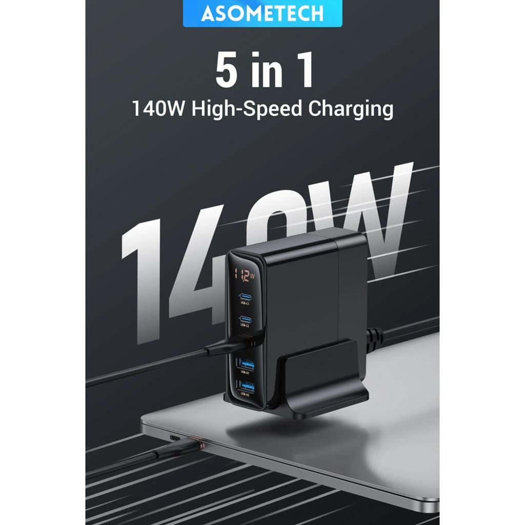 140 Вт GaN зарядное устройство для настольного ноутбука быстрое зарядное устройство 5 в 1 PPS PD QC быстрая зарядка для iPhone 16 15 14 13 Pro Max зарядное устройство для телефона Xiaomi Samsung