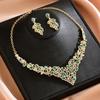 Комплект ожерелье и серьги для банкета, вечернего платья, двухкомпонентные аксессуары, роскошные стразы, свадебные украшения для женщин