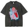 Contrasting Color Pure Cotton Women's T-Shirt Cartoon Heart Letter Printing Loose Oversize Shoulder Down Trend