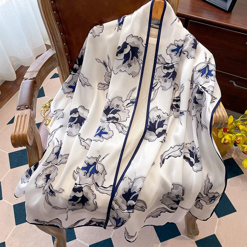Shawl silk scarf women's versatile spring and autumn silk cheongsam with Hangzhou gift mother-in-law gift long scarf