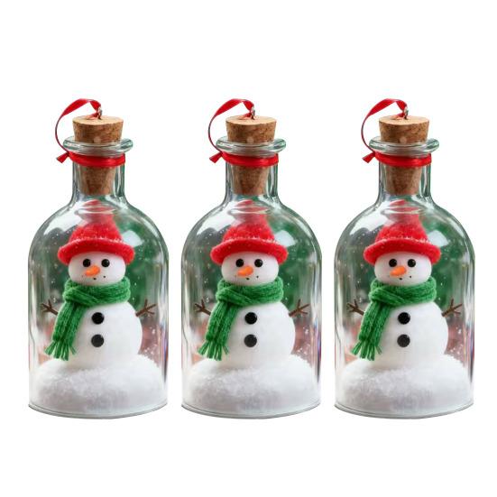 Рождественский снеговик Послание в бутылке Записываемая голосовая бутылка-сувенир Снежная сцена в ностальгической бутылке Декорация Праздничный памятный подарок