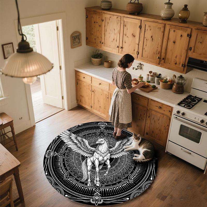 Griffin,Round Area Rug,Carpet Rug for Living Room Bedroom Sofa Playroom Decor,Non-slip Floor Mat