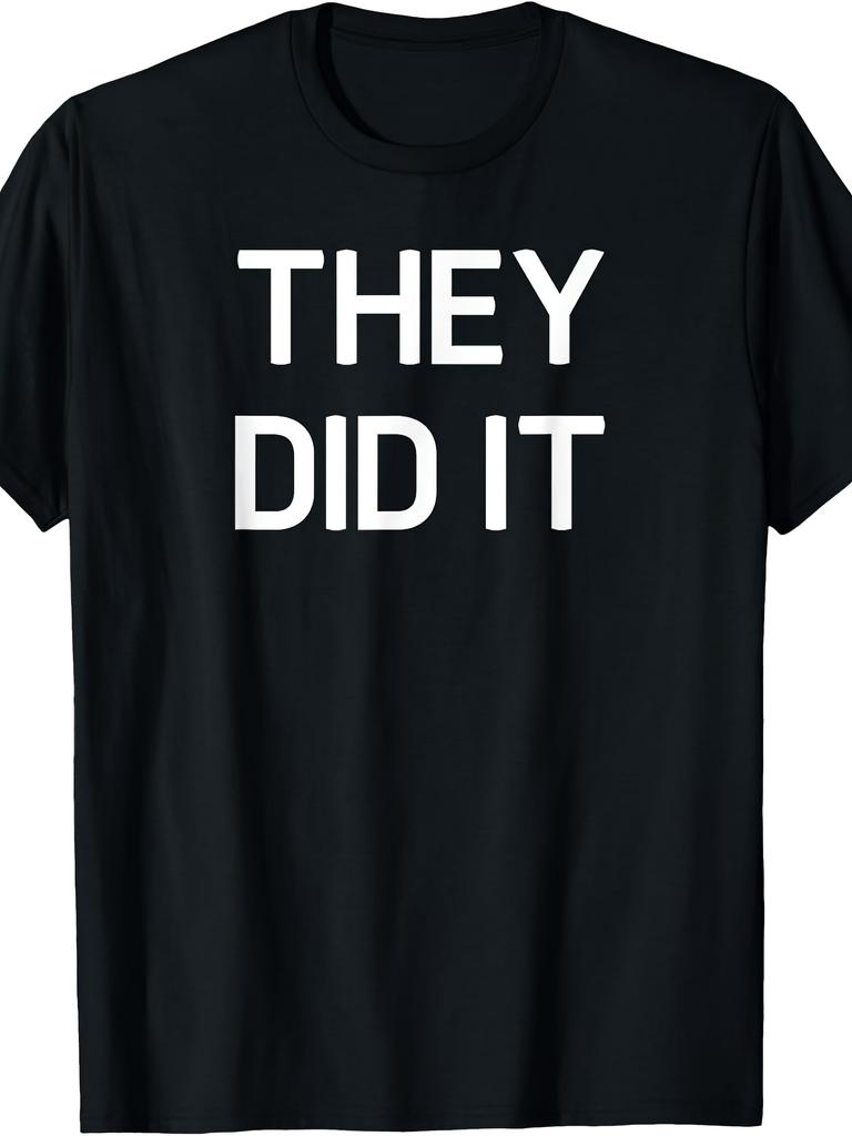 Men's Funny Sarcastic They Did It Graphic Short Sleeve TShirtRetro Casual Short-sleeved T-shirt with