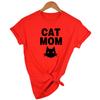 Stay At Home Cat Mom Print Women Shirts Casual Cute Cartoon White Summer Short Sleeve O