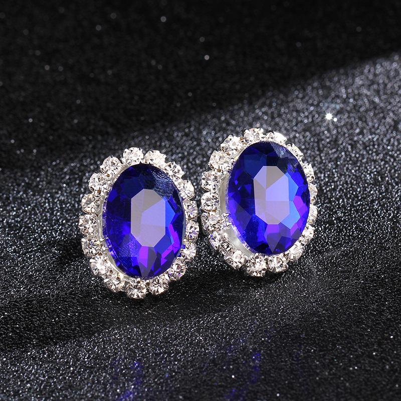 Oval Rhinestone Earrings for Women's High-grade Luxury Sparkling Crystal Earrings Earrings