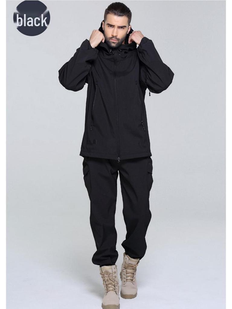 Мужской водонепроницаемый ветрозащитный комплект куртки софтшелл TAD из флиса «акулья кожа» камуфляжной расцветки