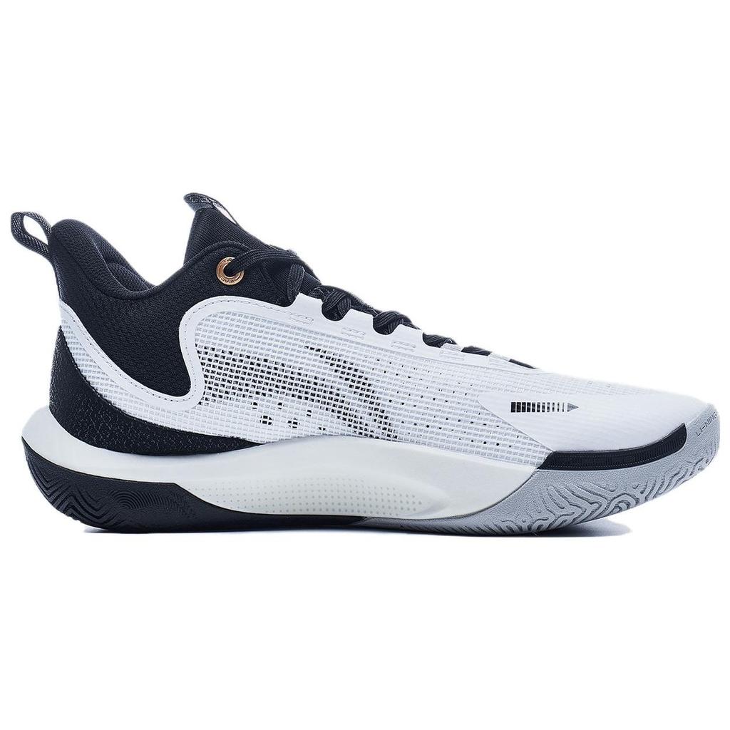 Баскетбольные кроссовки Li Ning Sonic Team, универсальные, из искусственной кожи, с амортизацией, средней высоты, мужские, белые, черные ABPT057-1