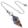 Natural Chakra Crystal Pendulum Pendant for Dowsing, Spiritual Pointed Crystals for Witchcraft Supplies Divination Tools