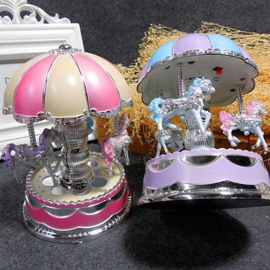 Карусель мультфильм лошади светодиодная музыкальная шкатулка подарок на день рождения орнамент украшение игрушка