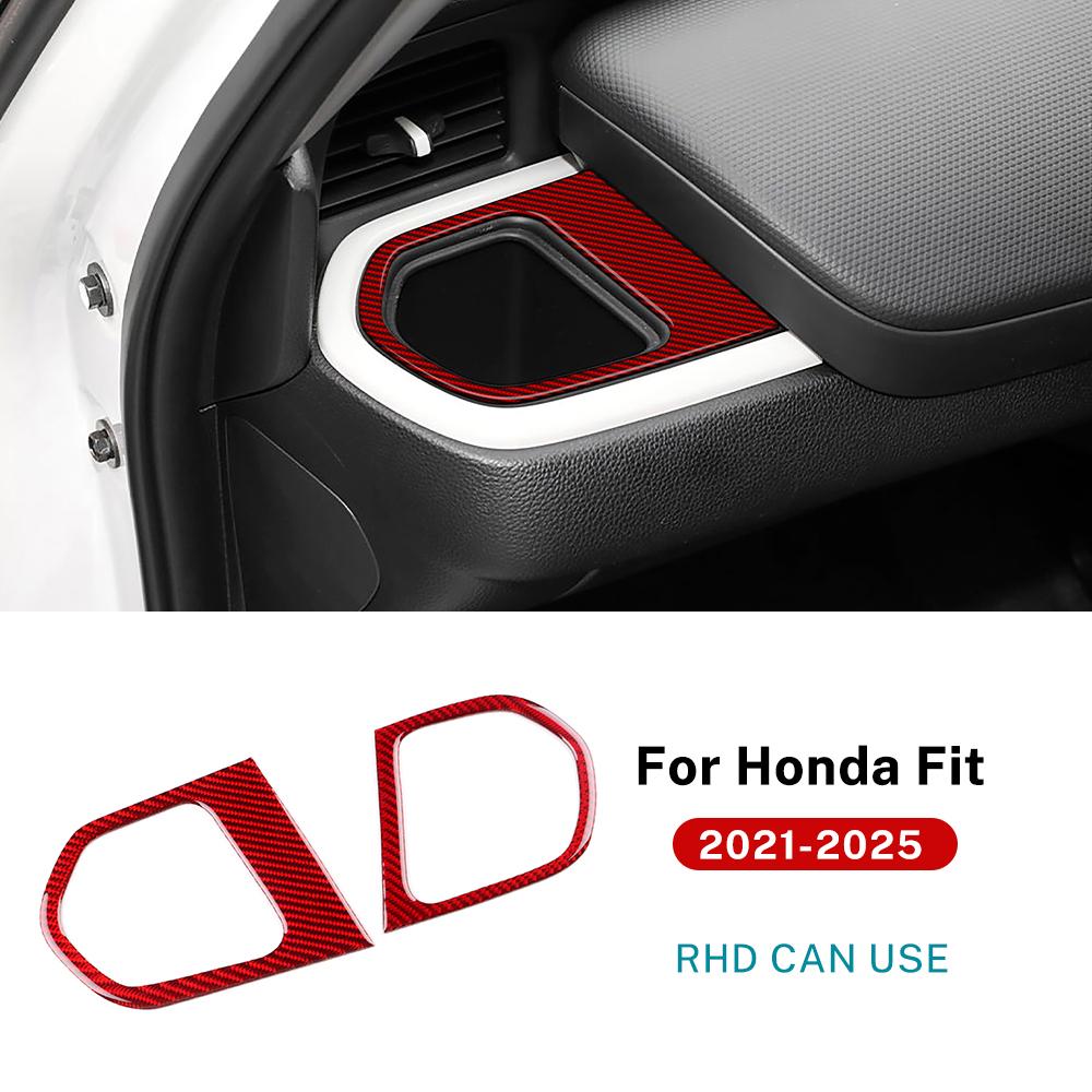 Наклейка из настоящего мягкого углеродного волокна для Honda Fit 2021 2022 2023 2024 2025 LHD RHD, отделка боковой части центральной консоли ящика для хранения автомобиля