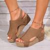 Women's Large Size Slope Heel Sandals Shoes Summer Casual Buckle Design Thick Sole Beach Sandals 35-44