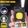 Portable Mini Flashlight USB Small LED Flashlight COB Rechargeable Keychain Light with Magnet Base for Fishing Walking Camping
