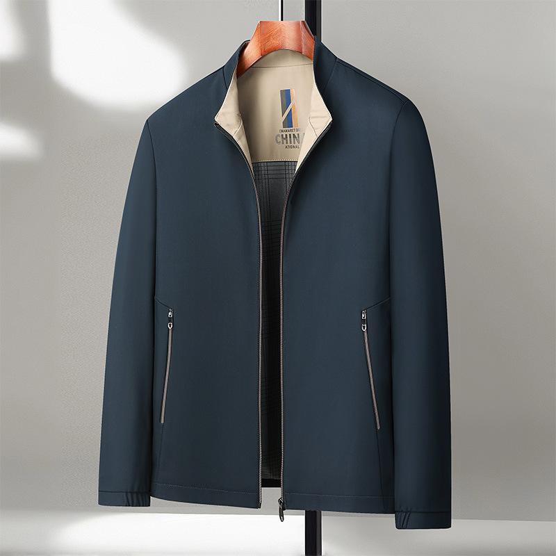 Весенне-осенняя мужская куртка со стойкой воротником, мужская представительская повседневная деловая, мужская для среднего возраста, высококлассная куртка для папы