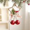 Рождественский колокольчик Джингл, деревенский железный дверной подвесной колокольчик-звезда с бантом, сосновые веточки, красные ягоды для рождественского венка, упаковка подарков, ремесло, домашний декор