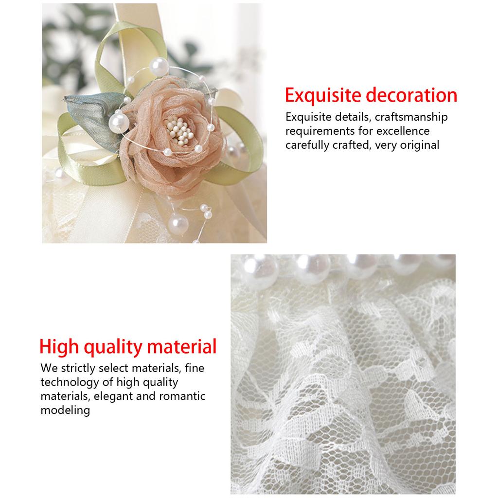 Wedding Basket Lace Simulation Flowers Handheld Flower Basket Decorative Flower Girl Basket for