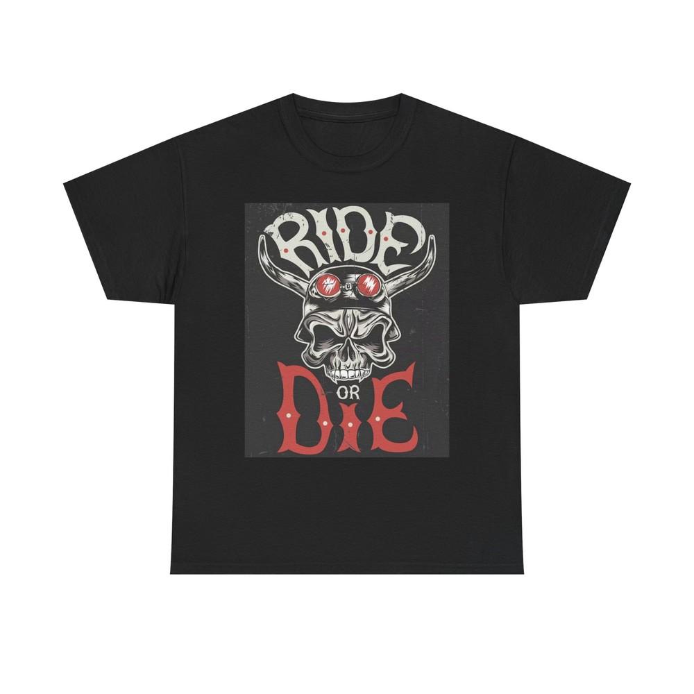 college students  Cotton T-shirt Ride or Die Graphic T Shirt Retro Motorcycles Unisex Heavy Cotton Tee