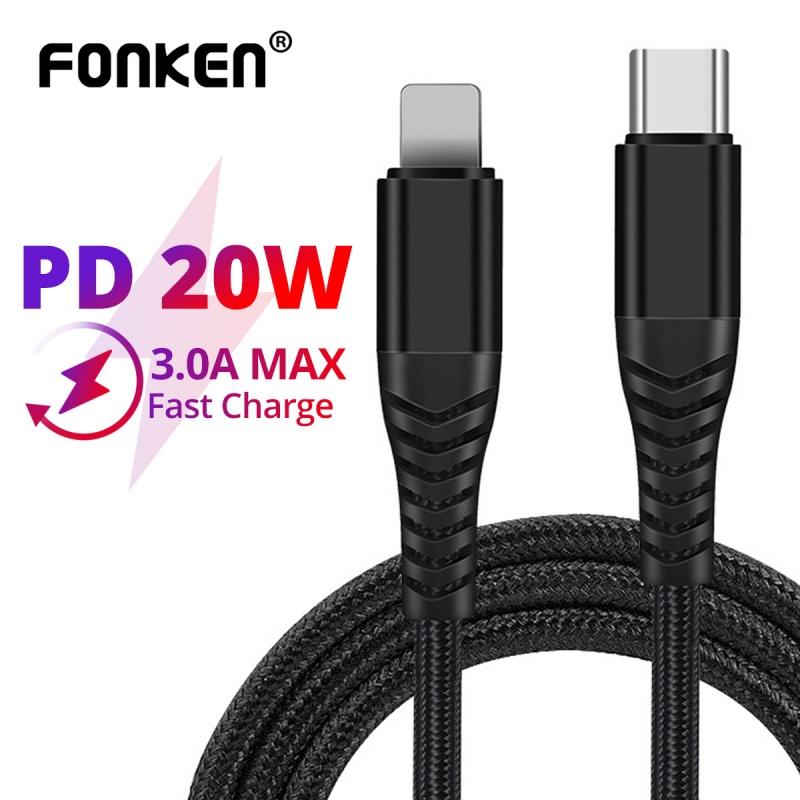 FONKEN For iPhone 12 Series & XS XR 11 Pro Max Mini PD 20W Type C To Lightning Data Cable Support Charging Data Transfer