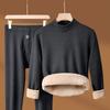 Men's Camel Hair Thermal Underwear Set: Half Turtleneck Top and Bottoms with Velvet Lining for Winter