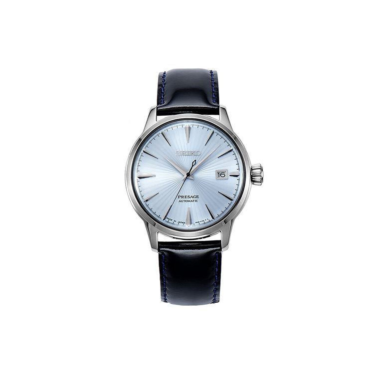 Seiko Мужские часы Pilot Cocktail Series с механическим механизмом и кожаным ремешком Синие SRPB43J1