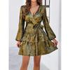 Women's Sexy V-neck Tie Bubble Sleeve Dresses