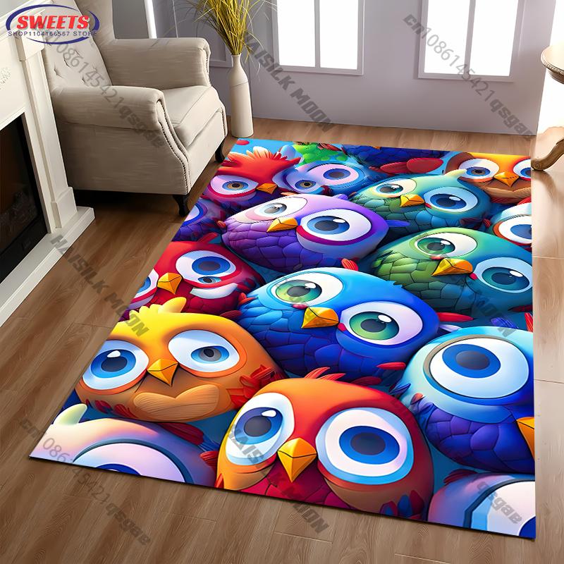Super Cute Children's Room Decorative Carpet Bird Printed Rug Anti-slip Sound Insulation, Living Room Bedroom Entrance Door Mat