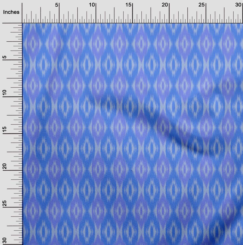 oneOone Cotton Poplin Blue Fabric Ikat Dress Material Fabric Print Fabric By The Yard 42 Inch