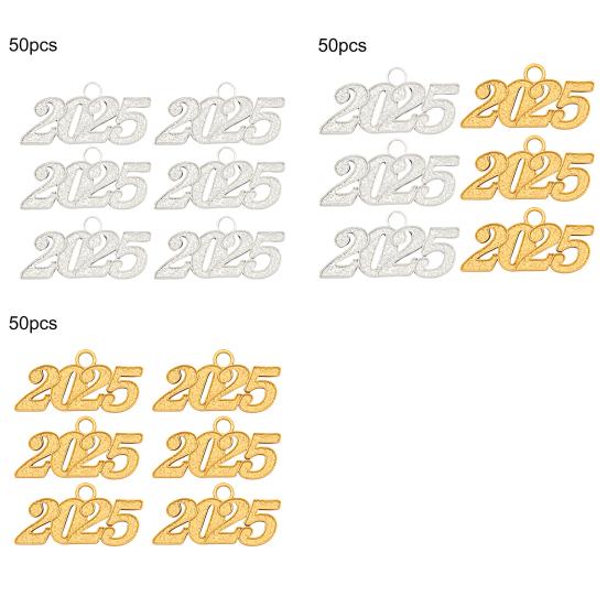 50 шт. DIY 2025 Подвеска для шляпы, браслета, ожерелья, ювелирного аксессуара, шарма, новогоднего подарка, набор для творчества, подвеска в виде цифры, мини-ювелирные изделия, печатки, шармы