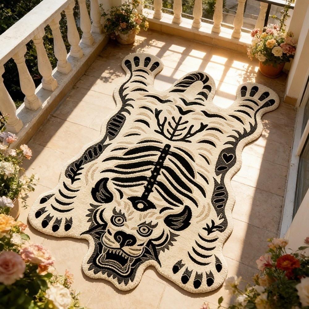 2D Flat Tiger Tiger Carpet Non Slip Creative Floor Mat Creative Area Rug Living Room